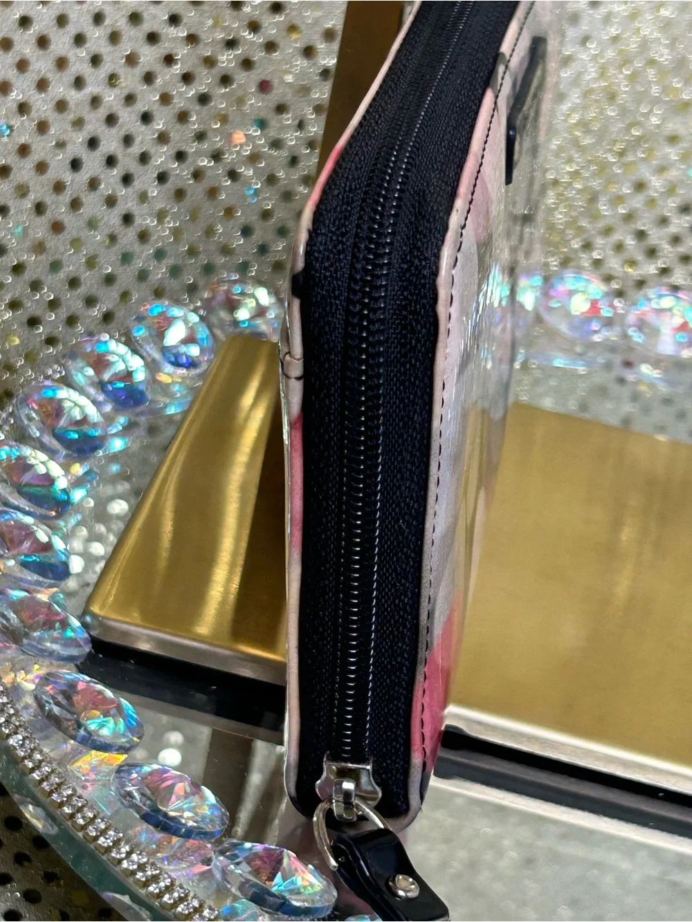 kate spade Vintage black wallet w/pink and blush bubble print Approx. 7 x 4